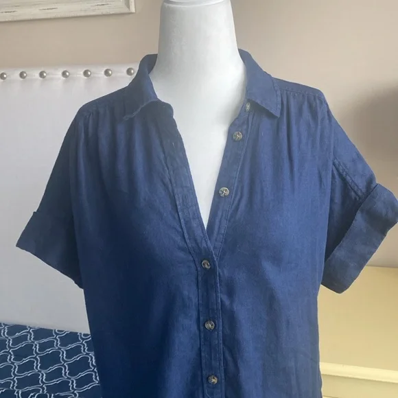 J. Crew Relaxed-fit short-sleeve Baird McNutt Irish linen shirt Navy XS - Picture 2 of 4